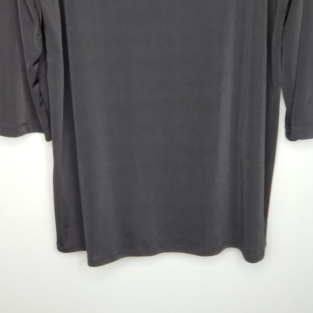 Laura Ashley Black Blue Purple Pullover Top With Eyelash Lace Trim, XL - Picture 7 of 11